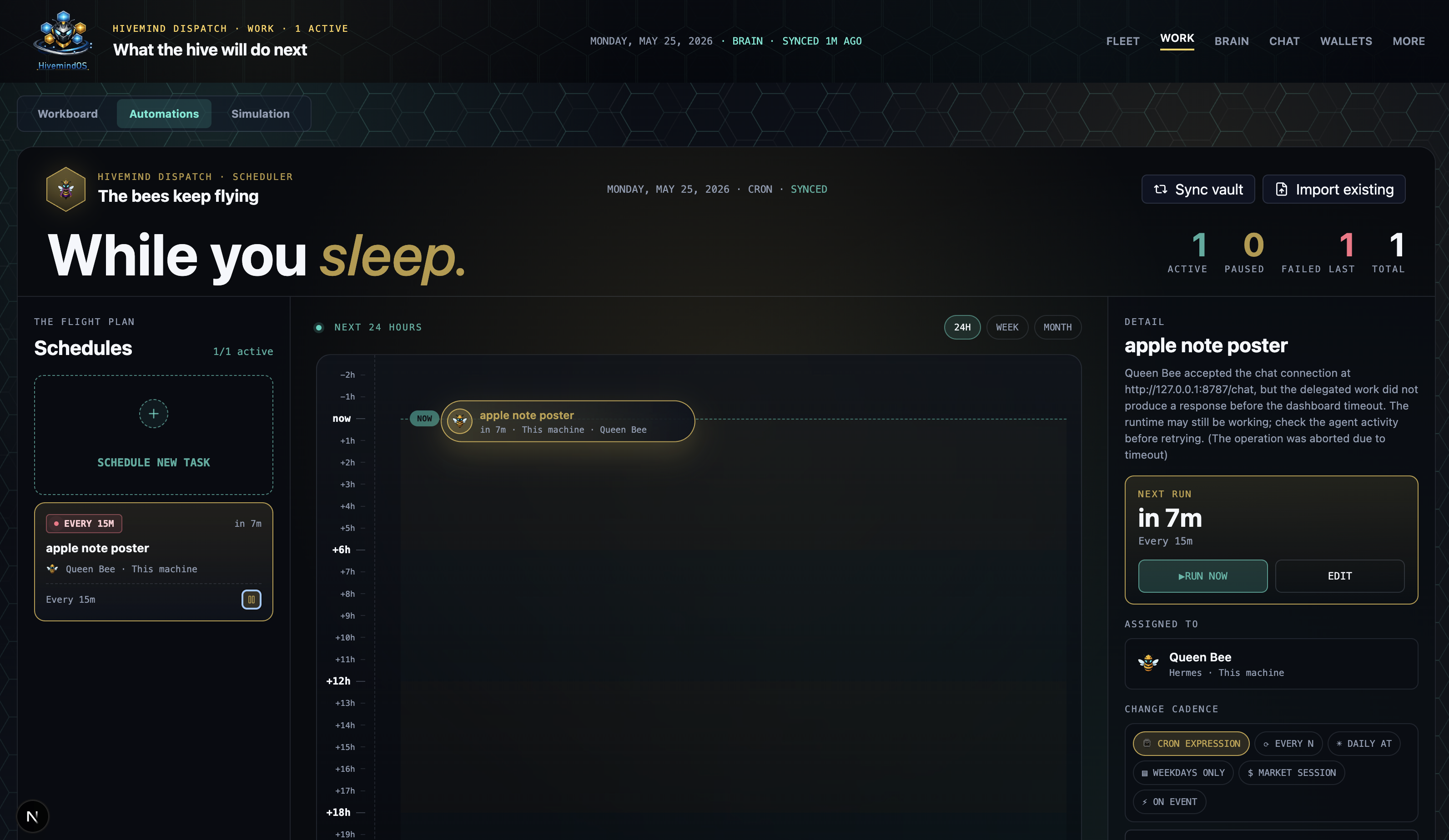 HivemindOS Work automations screenshot