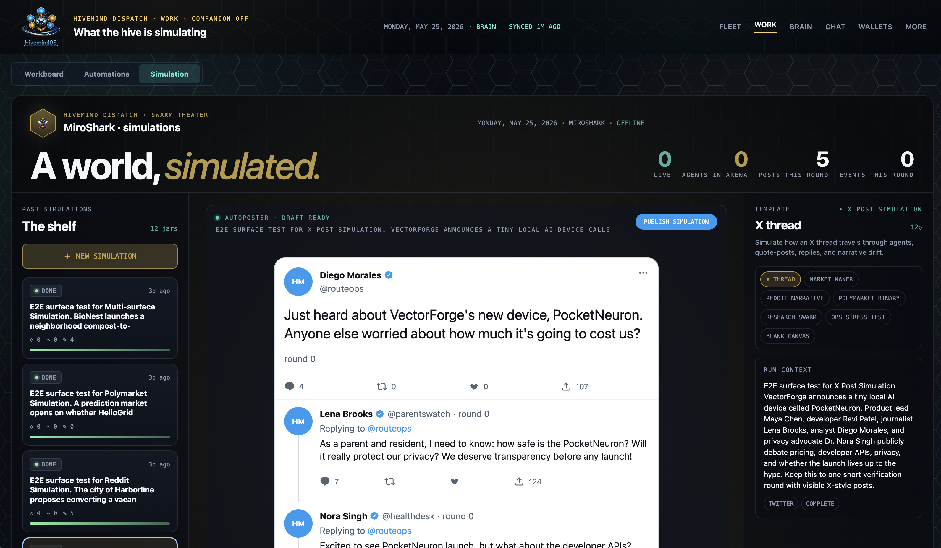 HivemindOS Simulation screenshot